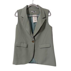 Miss Sparkling Sleeveless Light Green Blazer Sz M Vest/Button & Pockets. NWOT